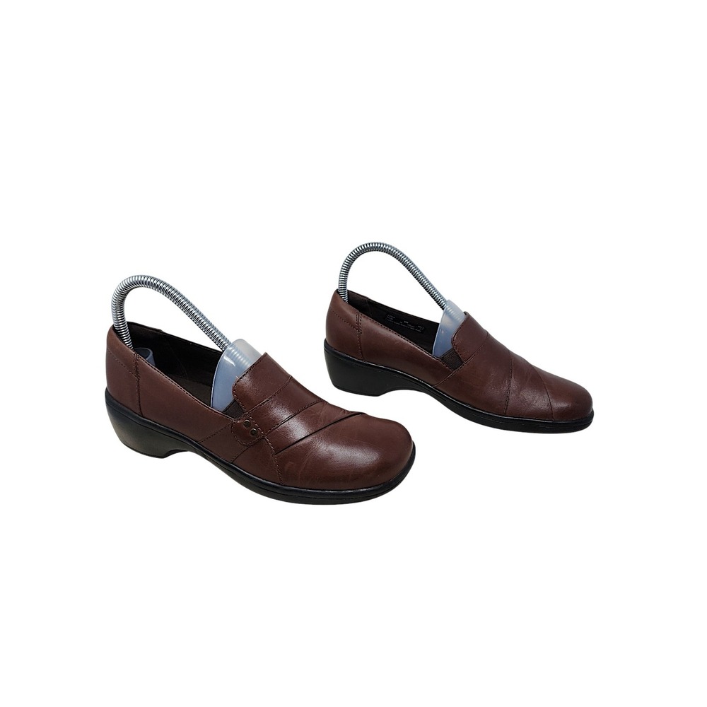 Clarks Loafers 6M Womens Brown Leather Bendables Pleated Comfort Slip On Shoes